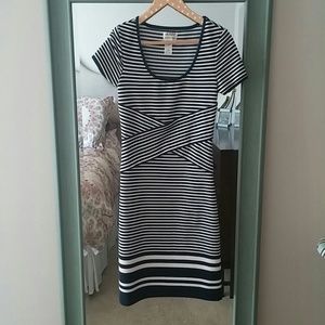 Max Studio Navy and white striped dress