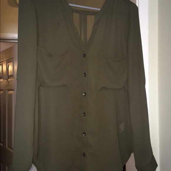 Forever 21 olive green blouse - Picture 1 of 3