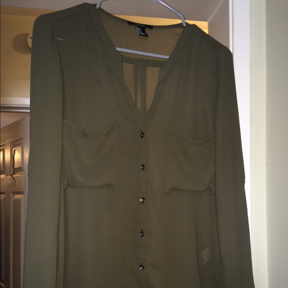 Forever 21 olive green blouse - Picture 2 of 3