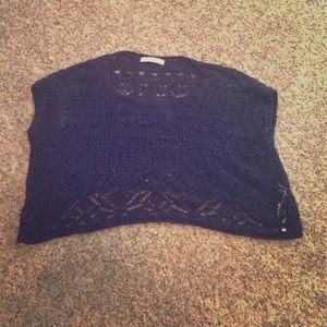 navy crochet one size poncho