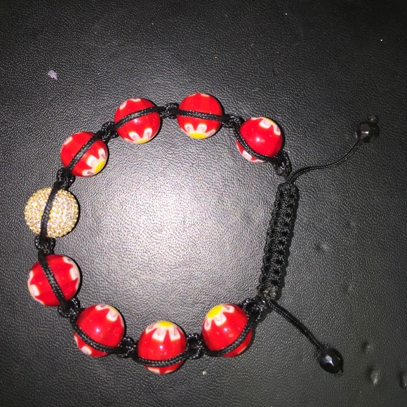 Italian designer red Mureno glass silver bracelet