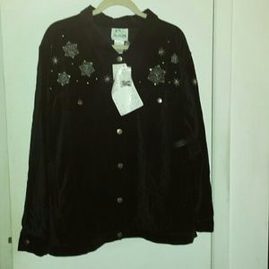 Quacker Factory black velveteen jacket