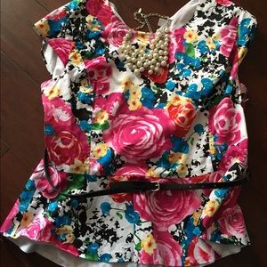 Colorful floral peplum blouse