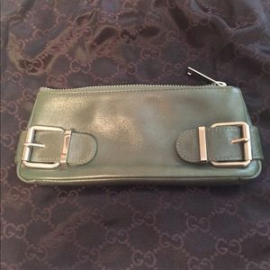 Banana Republic green leather clutch