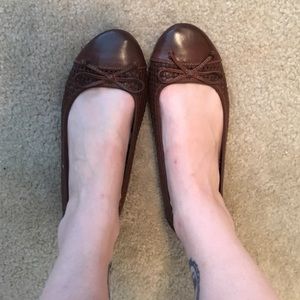 Brown basket weave flats