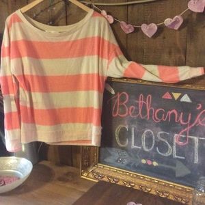 Victoria's Secret Coral Striped Marled Top