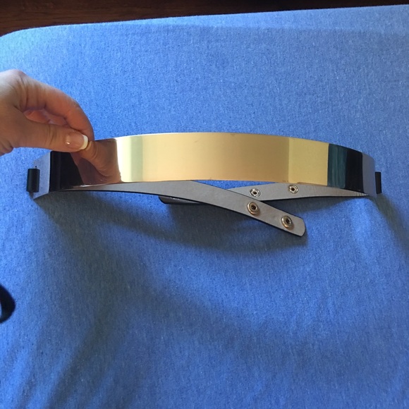 Gold bar metal and leather belt
