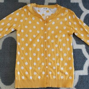 Polka Dot Yellow Cardigan Sweater