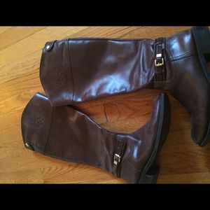 Vince Camuto knee high brown leather boots