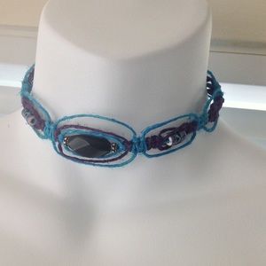 Blue and purple handmade choker