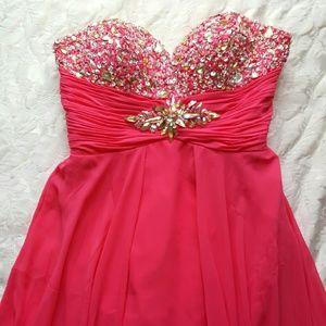 Fuchsia Pink Formal/Prom Mini Dress Gown
