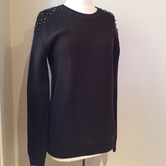 Forever 21 olive green studded sweater