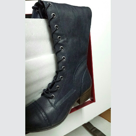 ↪NEW SIZES ADDED🔷NAVY BLUE LACE UP BOOTS🔷- 📦NIB - Picture 4 of 4