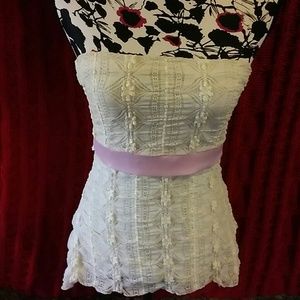 Jessa & Lisa Cream and Pink Lined Lace Tube Top