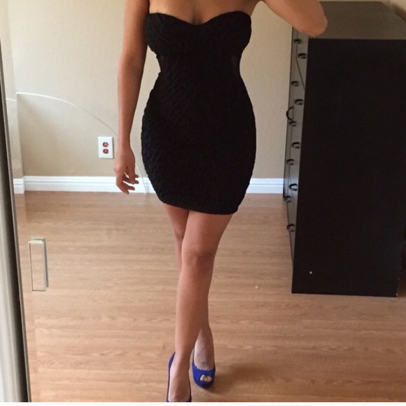 Black dress with mesh sides