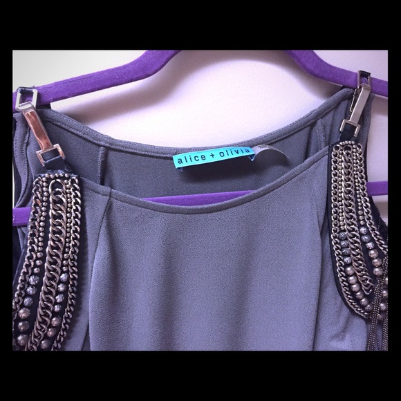 Alice&Olivia off the shoulder stud chained dress - Picture 1 of 4