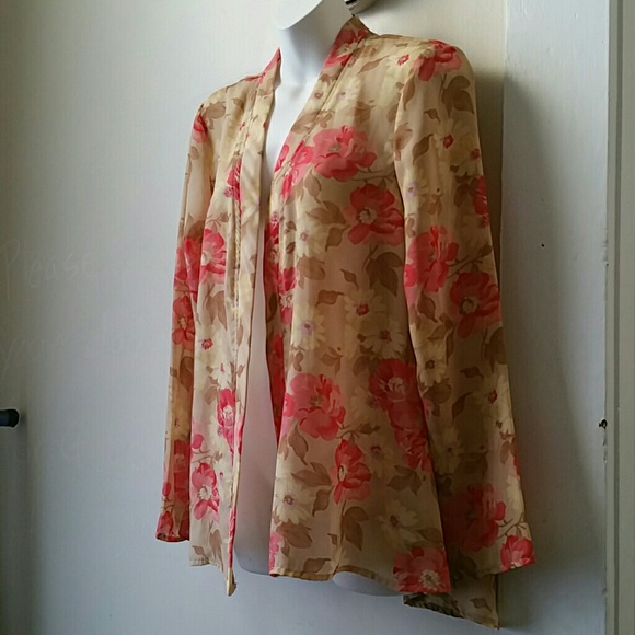 VINTAGE Floral Robe/Kimono SZ L - Picture 2 of 4