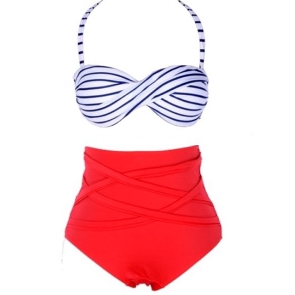 Other - New Vintage Style Stripes Swim Beach Bikini