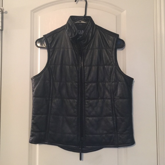 Gap Black Leather Vest Size XS