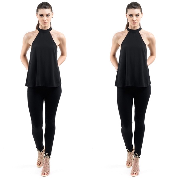 ROUND NECK HALTER TUNIC TOP - Picture 2 of 4