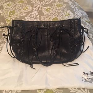 Nordstrom black pebbled top handle bag