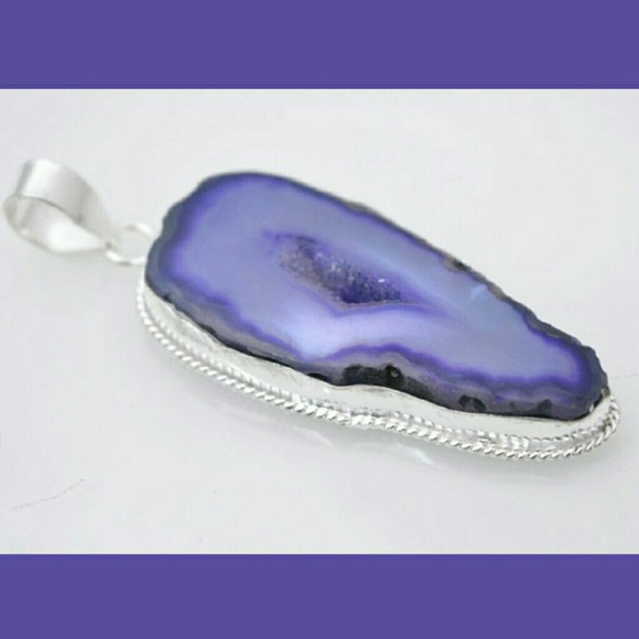 SLICE AGATE WINDOW DRUZY PENDANT - Picture 2 of 4