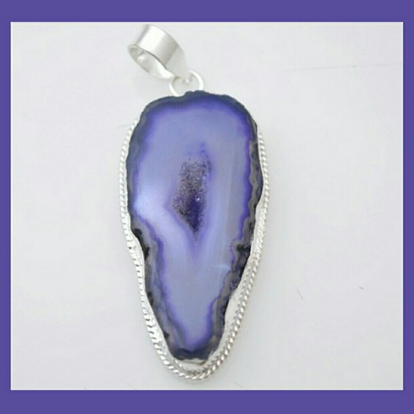 SLICE AGATE WINDOW DRUZY PENDANT - Picture 3 of 4