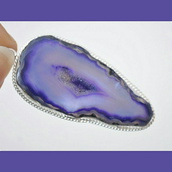 SLICE AGATE WINDOW DRUZY PENDANT - Picture 4 of 4