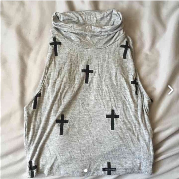 Cross mock neck tank