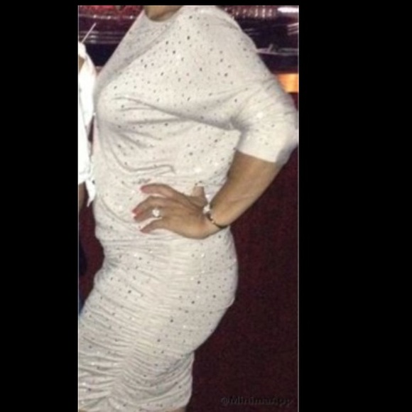 Silver rhinestone hip hugger dress