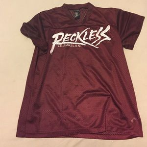 Maroon football inspired mesh tee