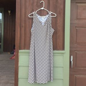 Black/ivory chevron striped tank dress