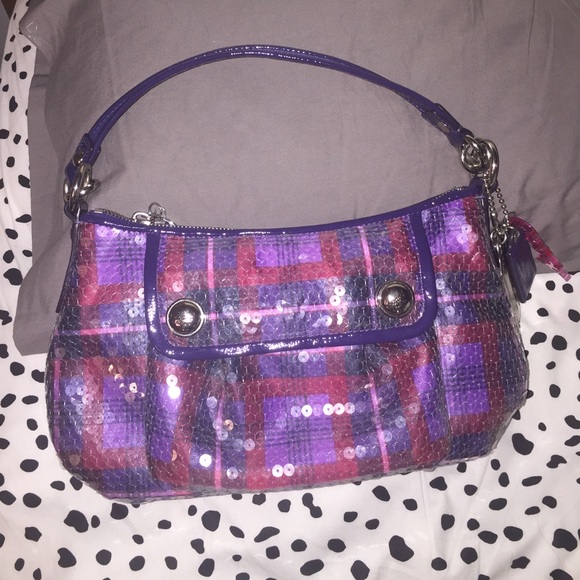 Coach Poppy Plaid Sequin Purse