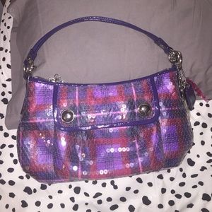 Coach Poppy Plaid Sequin Purse