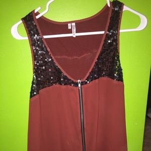 Burgandy bling tank
