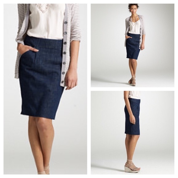 JCrew tailored denim pencil skirt sz 0