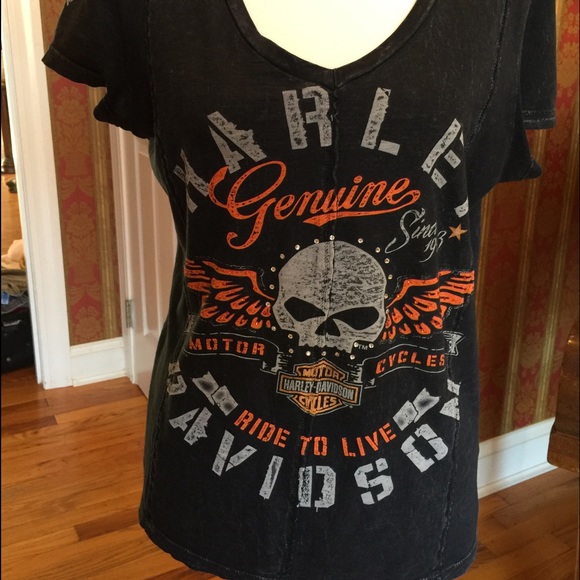 Harley Davidson Tshirt Size Large dark gray