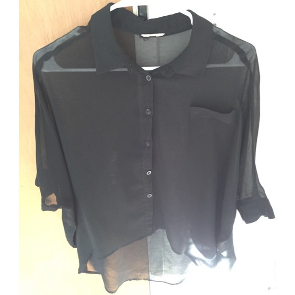 Sheer Black Batwing Blouse