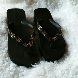 Bejeweled High Heel Flip Flops