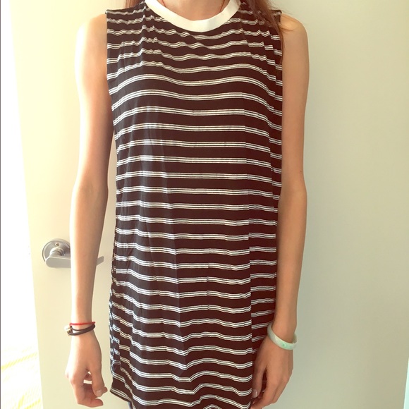 Black and white strip long dress. Silk comfortable