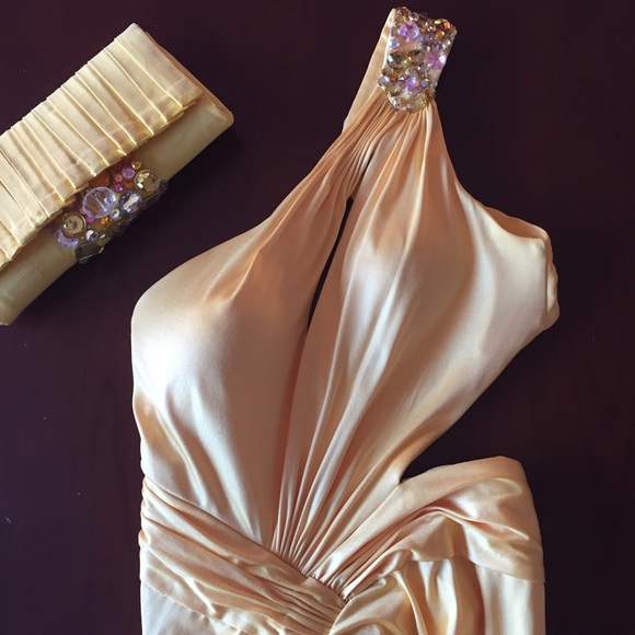 Yellow one shoulder dress with cut outs - Picture 1 of 4