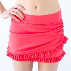 Hot Pink Ruffle Swim Skirt