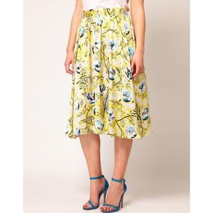 ASOS CURVE yellow silk midi skirt