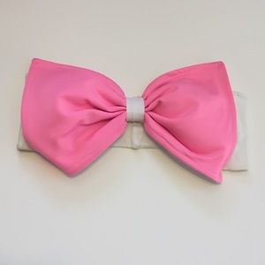 Bow Bikini Bandeau Swim Top Pink & White