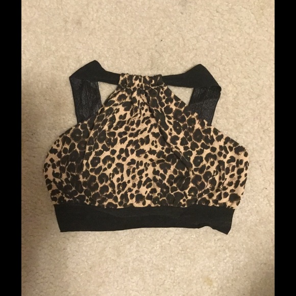 Urban outfitters leopard halter crop top sz S
