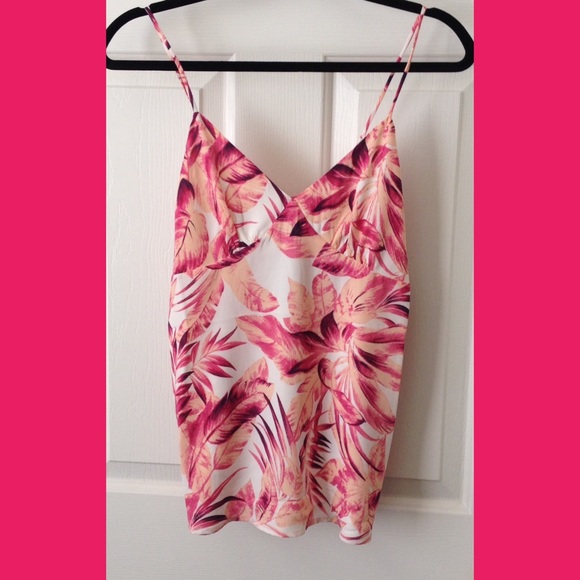 Tropical Print Spaghetti Strap Tank Top