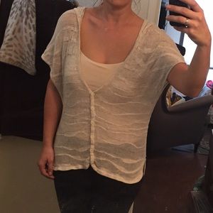 Anthropologie Cream short sleeve hooded sweater