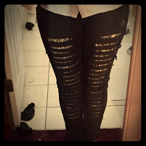 NWT Ripped Lace Skinny Jeans