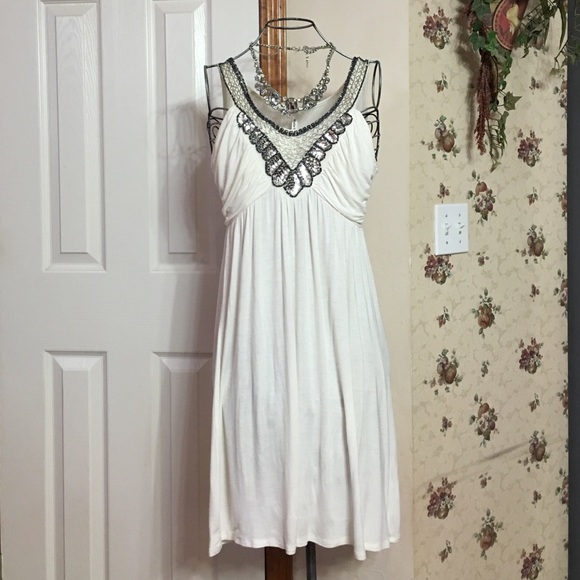 Creamy White Embellished Dress - Picture 1 of 3