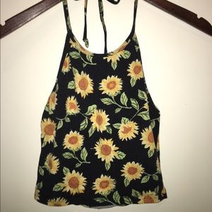 Sunflower printed halter top
